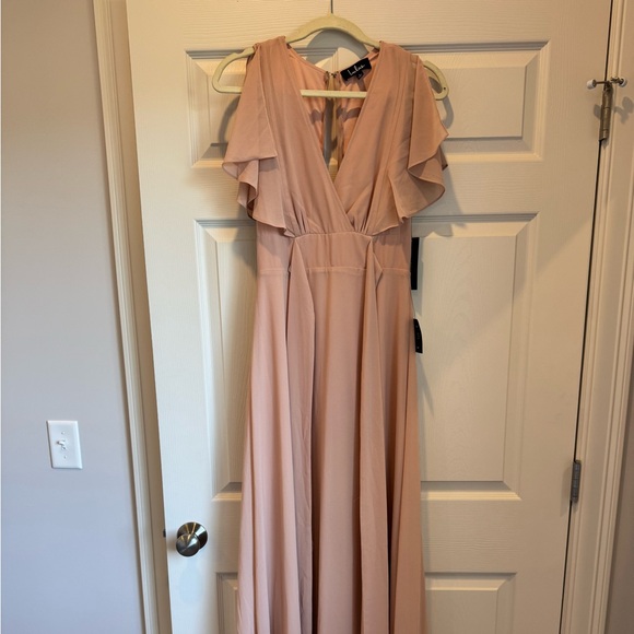 Lulus Dearly Loved Blush Flutter Sleeve Maxi Dress Pink - Size S NWT - Picture 5 of 6